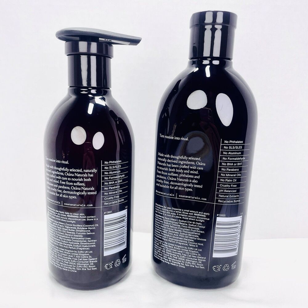 2 Piece OSANA NATURALS Uplift Renew Body Lotion & Body Wash Peppermint Cucumber - Picture 2 of 2